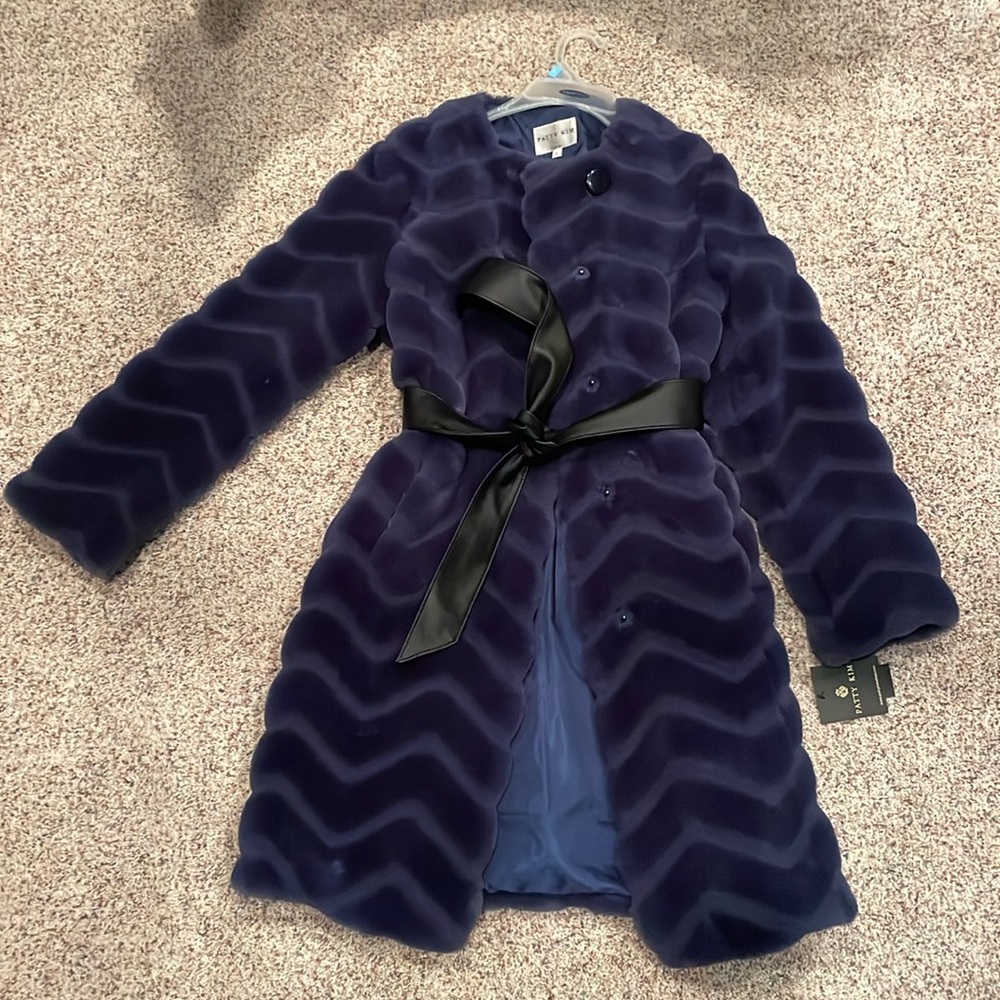 Patty Kim Navy blue Faux Fur Jacket. Size small.